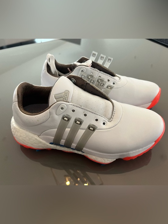 adidas Other - Adidas Men’s 360 Leather Golf Sneakers with Gray Stripes and Orange Accents